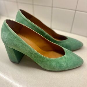 Sezane Green Suede Heels